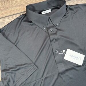 Collars & Co Men Dress Collar Polo Size Large Black Performance Short Sleeve NWT